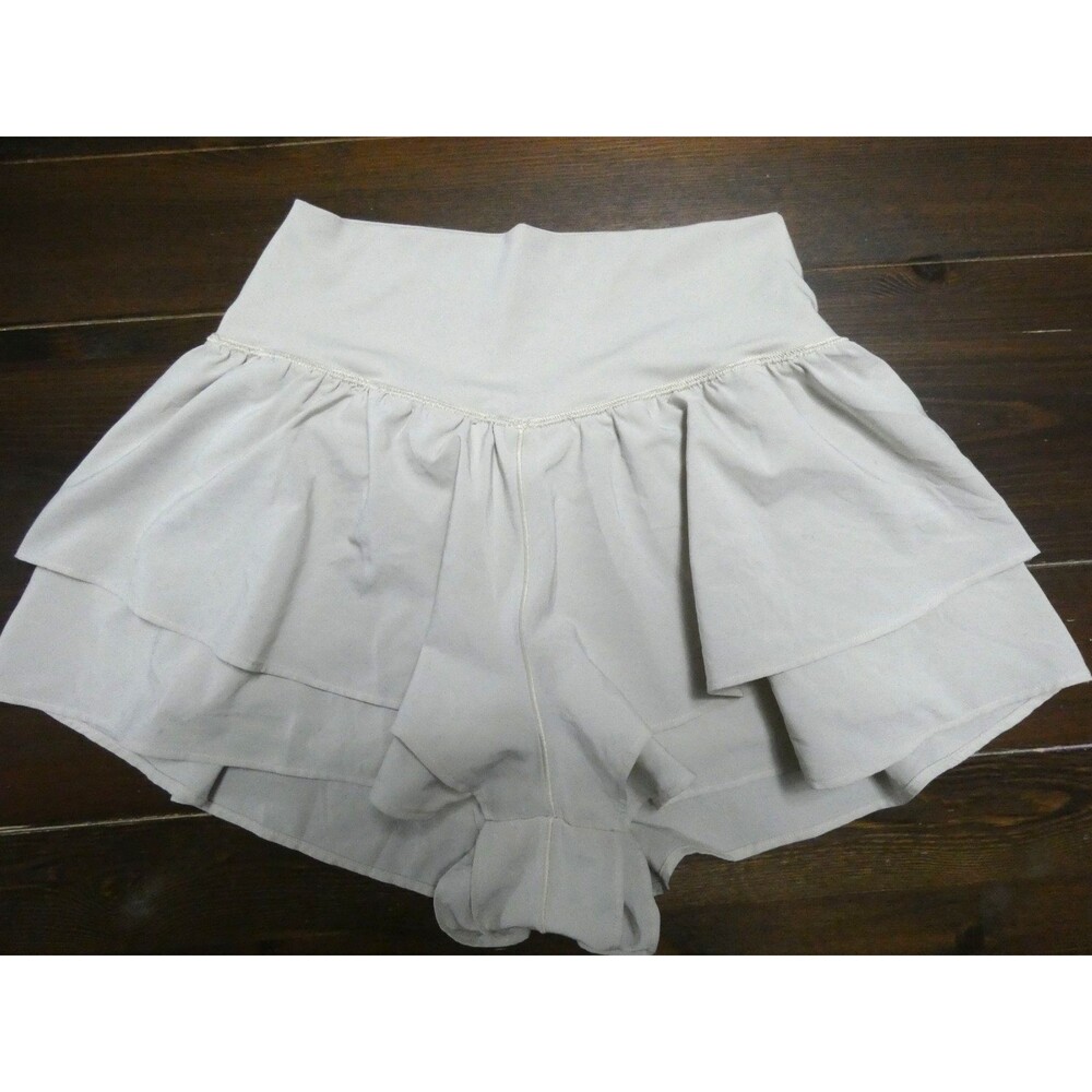 Aerie Offline Womens M Beige Real Me Flirty Short Layered Flouncy Stretch Tiered